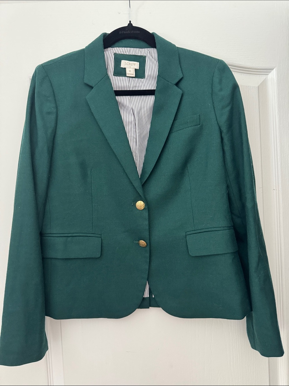 J. Crew Women's Emerald Green Blazer with Gold Buttons